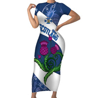 Custom Scotland Rugby Short Sleeve Bodycon Dress 2024 Go Champions Scottish Thistles - Wonder Print Shop