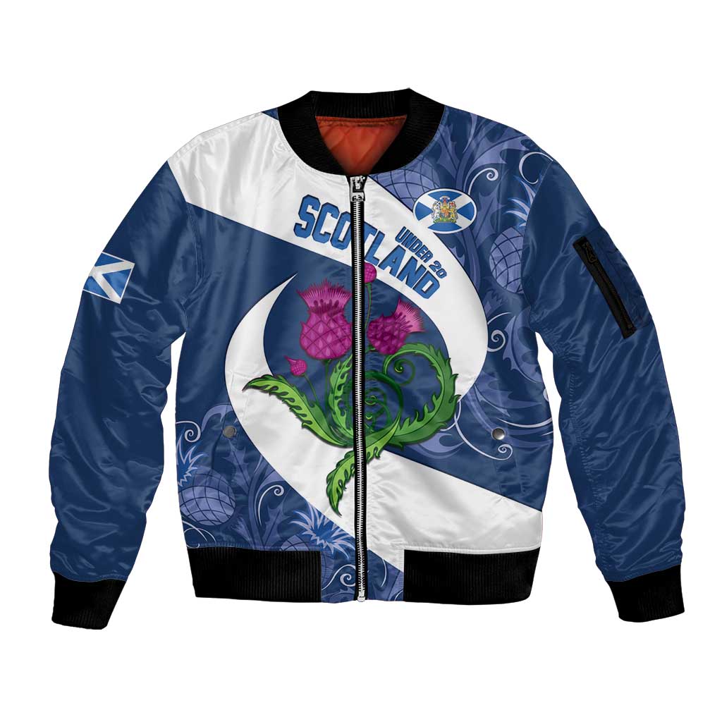 Custom Scotland Rugby Sleeve Zip Bomber Jacket 2024 Go Champions Scottish Thistles - Wonder Print Shop
