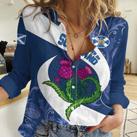 Custom Scotland Rugby Women Casual Shirt 2024 Go Champions Scottish Thistles - Wonder Print Shop