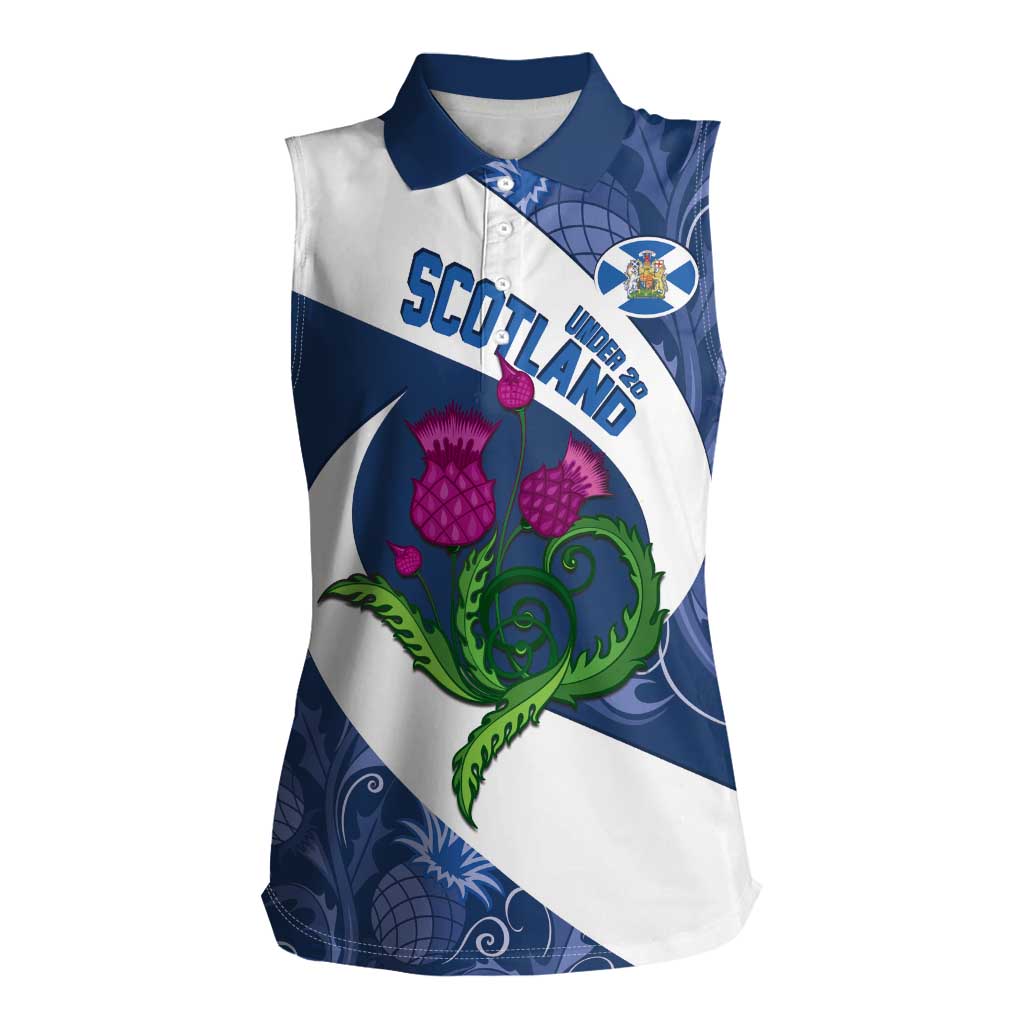Custom Scotland Rugby Women Sleeveless Polo Shirt 2024 Go Champions Scottish Thistles - Wonder Print Shop