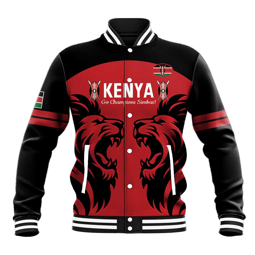Custom Kenya Rugby Baseball Jacket 2024 Go Champions Simbas - Red - Wonder Print Shop