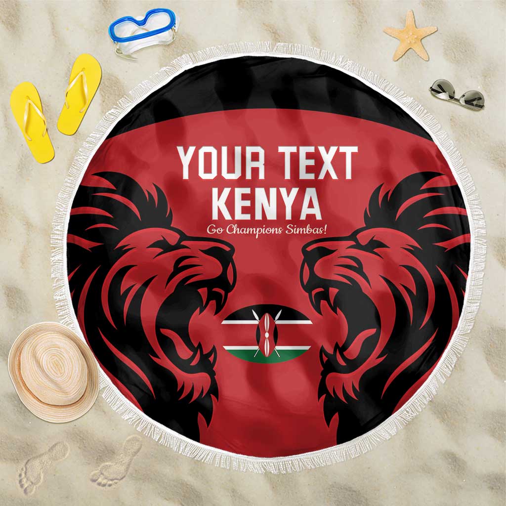 Custom Kenya Rugby Beach Blanket 2024 Go Champions Simbas - Red - Wonder Print Shop
