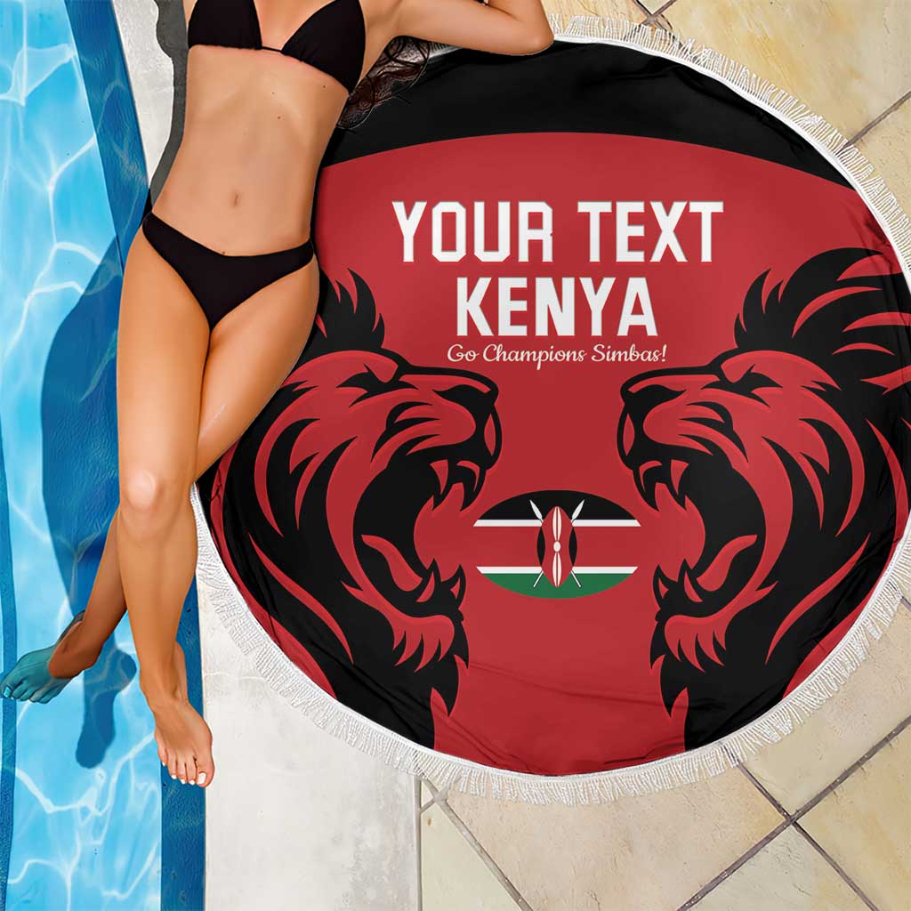Custom Kenya Rugby Beach Blanket 2024 Go Champions Simbas - Red - Wonder Print Shop