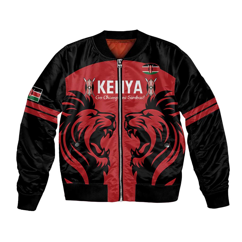 Custom Kenya Rugby Bomber Jacket 2024 Go Champions Simbas - Red - Wonder Print Shop