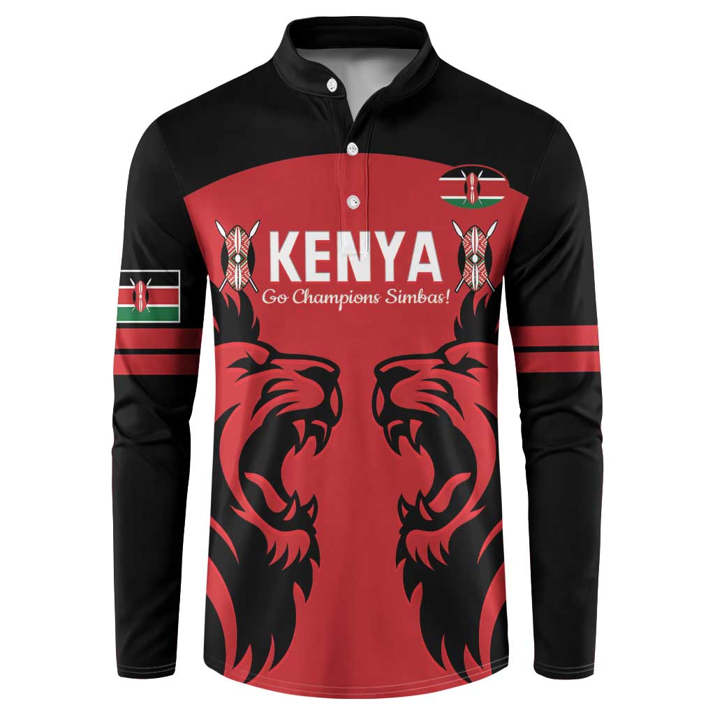 Custom Kenya Rugby Button Sweatshirt 2024 Go Champions Simbas - Red - Wonder Print Shop