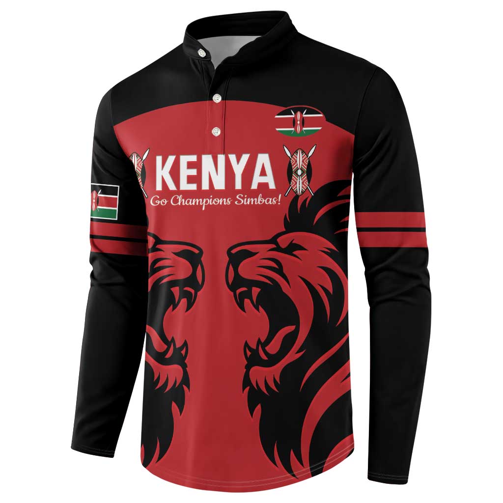 Custom Kenya Rugby Button Sweatshirt 2024 Go Champions Simbas - Red - Wonder Print Shop