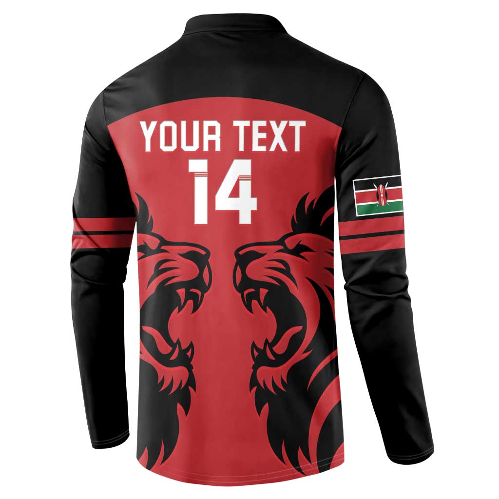 Custom Kenya Rugby Button Sweatshirt 2024 Go Champions Simbas - Red - Wonder Print Shop