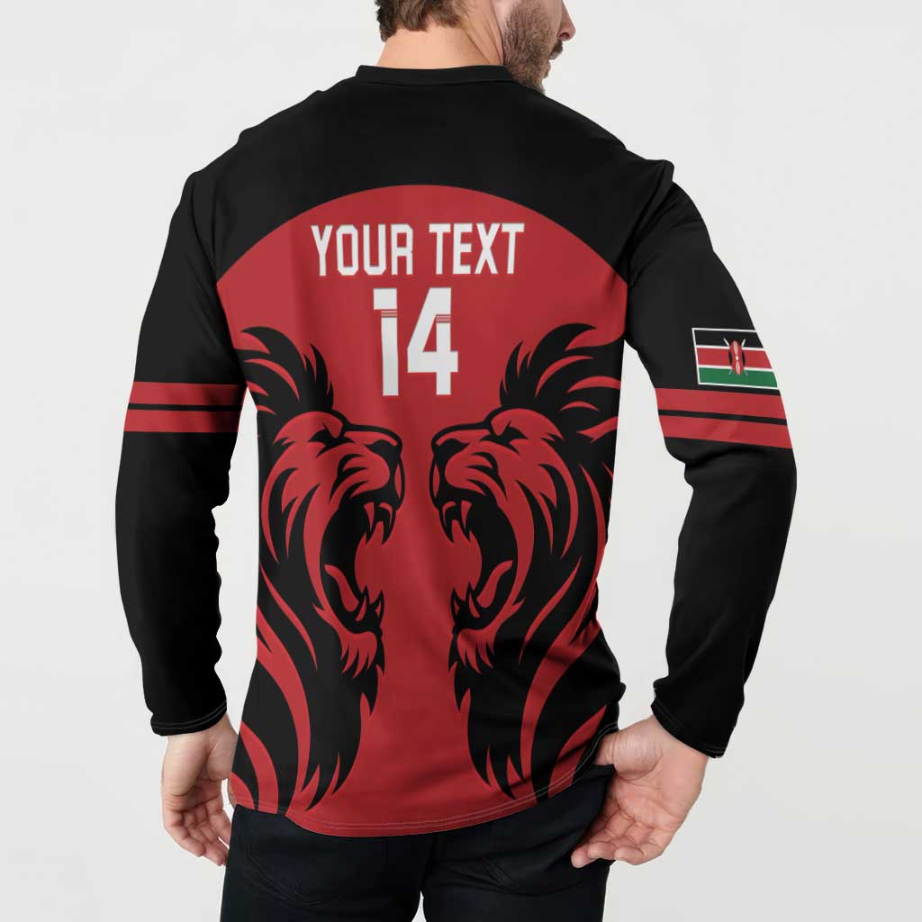 Custom Kenya Rugby Button Sweatshirt 2024 Go Champions Simbas - Red - Wonder Print Shop