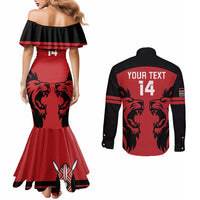 Custom Kenya Rugby Couples Matching Mermaid Dress and Long Sleeve Button Shirt 2024 Go Champions Simbas - Red