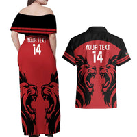 Custom Kenya Rugby Couples Matching Off Shoulder Maxi Dress and Hawaiian Shirt 2024 Go Champions Simbas - Red - Wonder Print Shop
