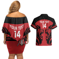 Custom Kenya Rugby Couples Matching Off Shoulder Short Dress and Hawaiian Shirt 2024 Go Champions Simbas - Red - Wonder Print Shop