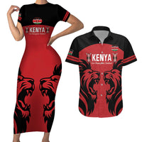 Custom Kenya Rugby Couples Matching Short Sleeve Bodycon Dress and Hawaiian Shirt 2024 Go Champions Simbas - Red - Wonder Print Shop