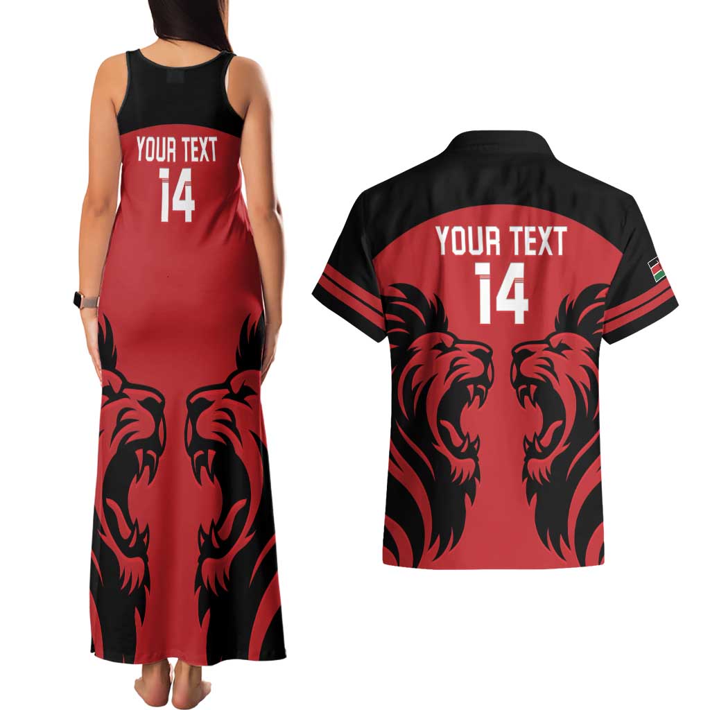Custom Kenya Rugby Couples Matching Tank Maxi Dress and Hawaiian Shirt 2024 Go Champions Simbas - Red - Wonder Print Shop