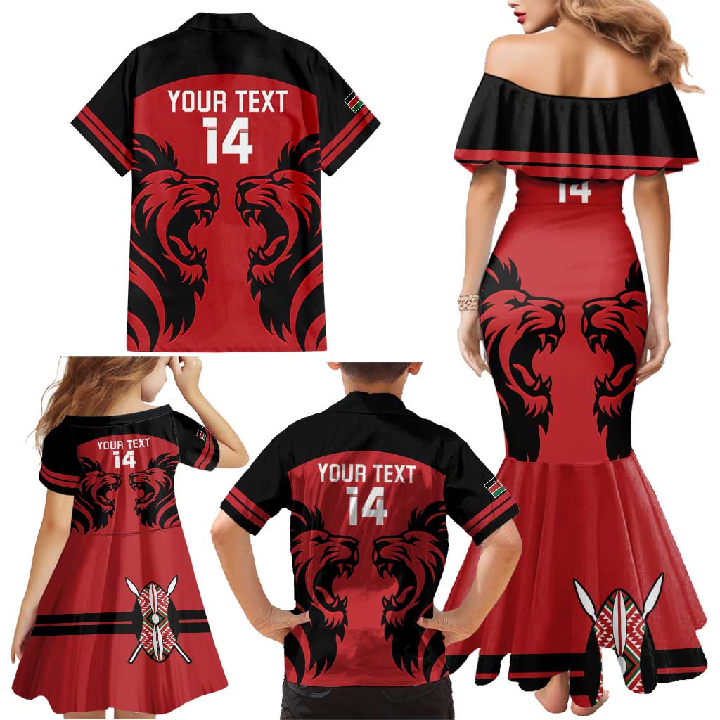 Custom Kenya Rugby Family Matching Mermaid Dress and Hawaiian Shirt 2024 Go Champions Simbas - Red - Wonder Print Shop