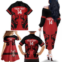Custom Kenya Rugby Family Matching Off The Shoulder Long Sleeve Dress and Hawaiian Shirt 2024 Go Champions Simbas - Red - Wonder Print Shop