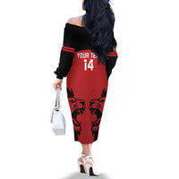 Custom Kenya Rugby Family Matching Off The Shoulder Long Sleeve Dress and Hawaiian Shirt 2024 Go Champions Simbas - Red - Wonder Print Shop