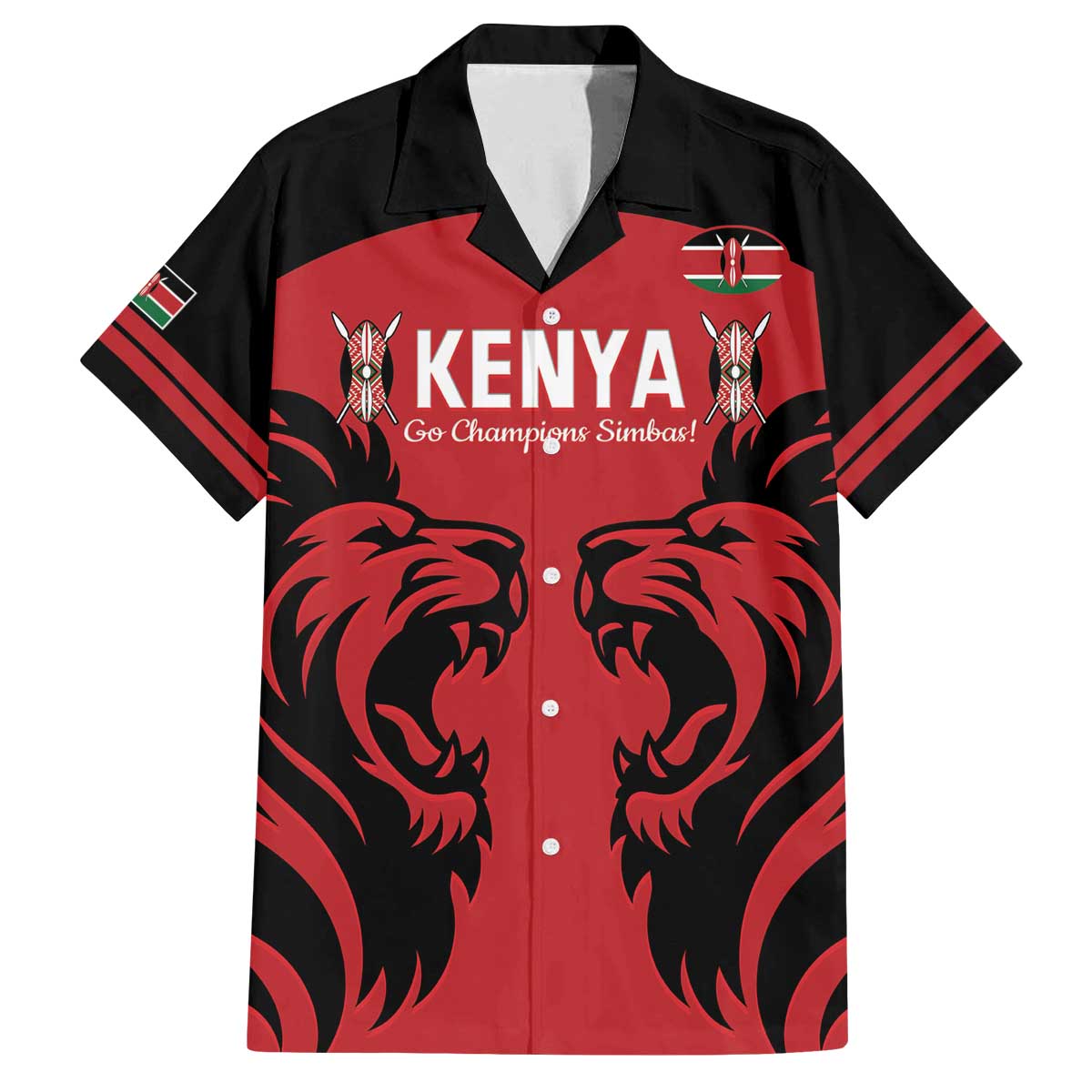 Custom Kenya Rugby Family Matching Puletasi and Hawaiian Shirt 2024 Go Champions Simbas - Red - Wonder Print Shop