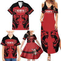 Custom Kenya Rugby Family Matching Summer Maxi Dress and Hawaiian Shirt 2024 Go Champions Simbas - Red - Wonder Print Shop