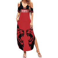 Custom Kenya Rugby Family Matching Summer Maxi Dress and Hawaiian Shirt 2024 Go Champions Simbas - Red - Wonder Print Shop