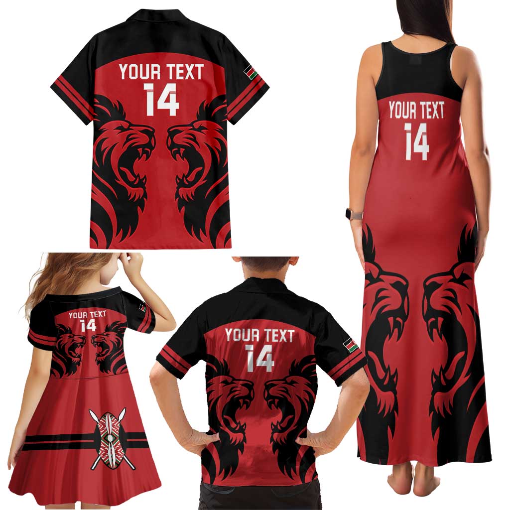 Custom Kenya Rugby Family Matching Tank Maxi Dress and Hawaiian Shirt 2024 Go Champions Simbas - Red - Wonder Print Shop