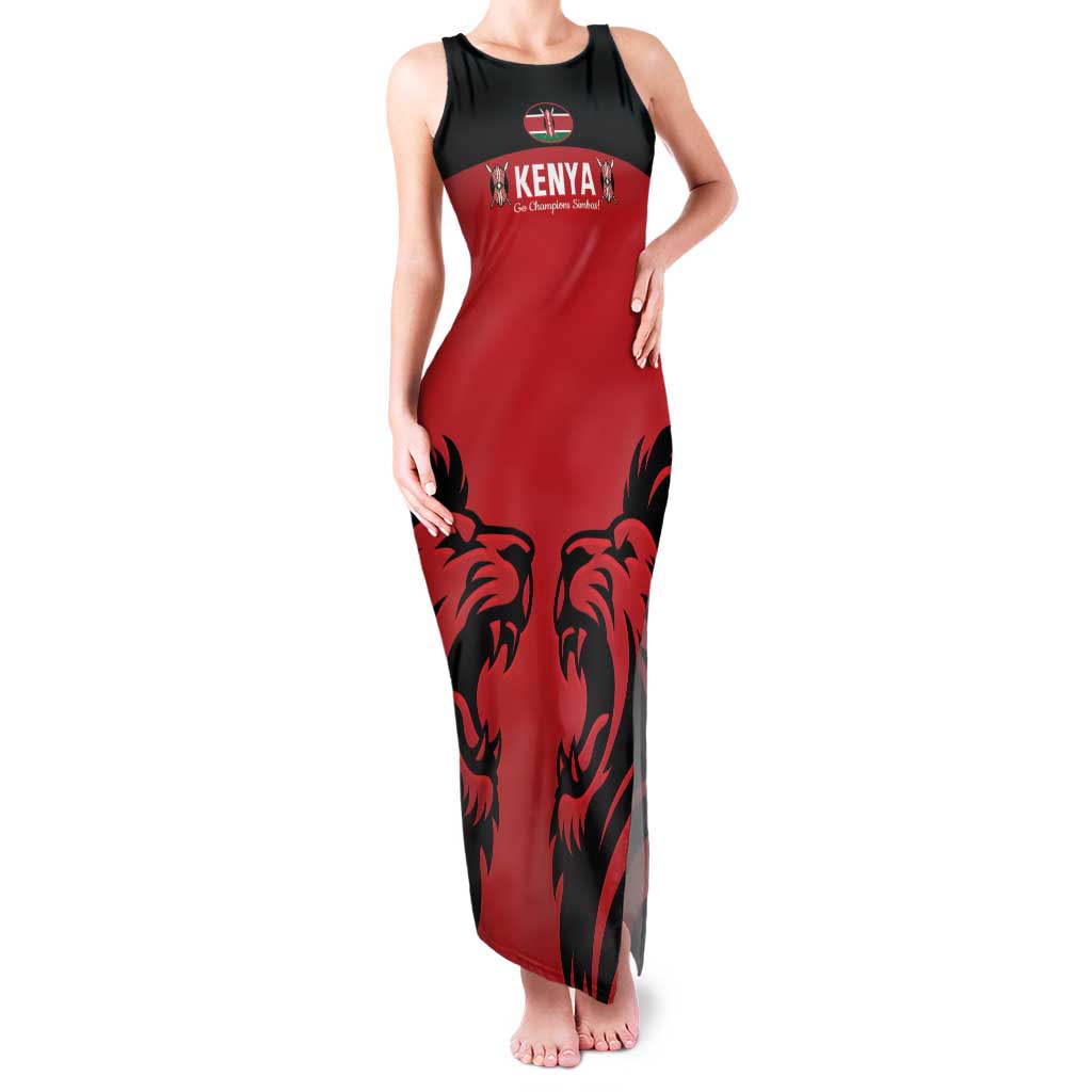 Custom Kenya Rugby Family Matching Tank Maxi Dress and Hawaiian Shirt 2024 Go Champions Simbas - Red - Wonder Print Shop