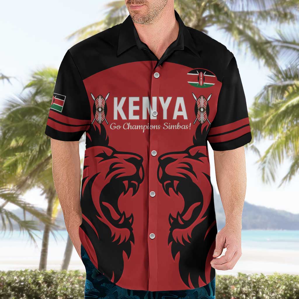 Custom Kenya Rugby Hawaiian Shirt 2024 Go Champions Simbas - Red - Wonder Print Shop