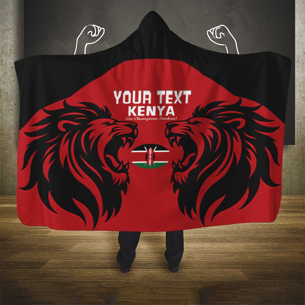 Custom Kenya Rugby Hooded Blanket 2024 Go Champions Simbas - Red