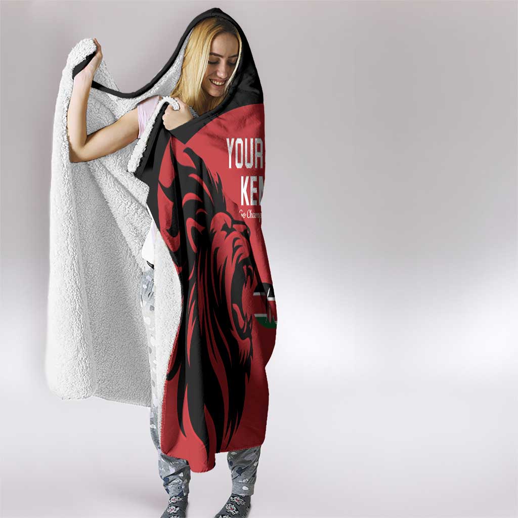 Custom Kenya Rugby Hooded Blanket 2024 Go Champions Simbas - Red