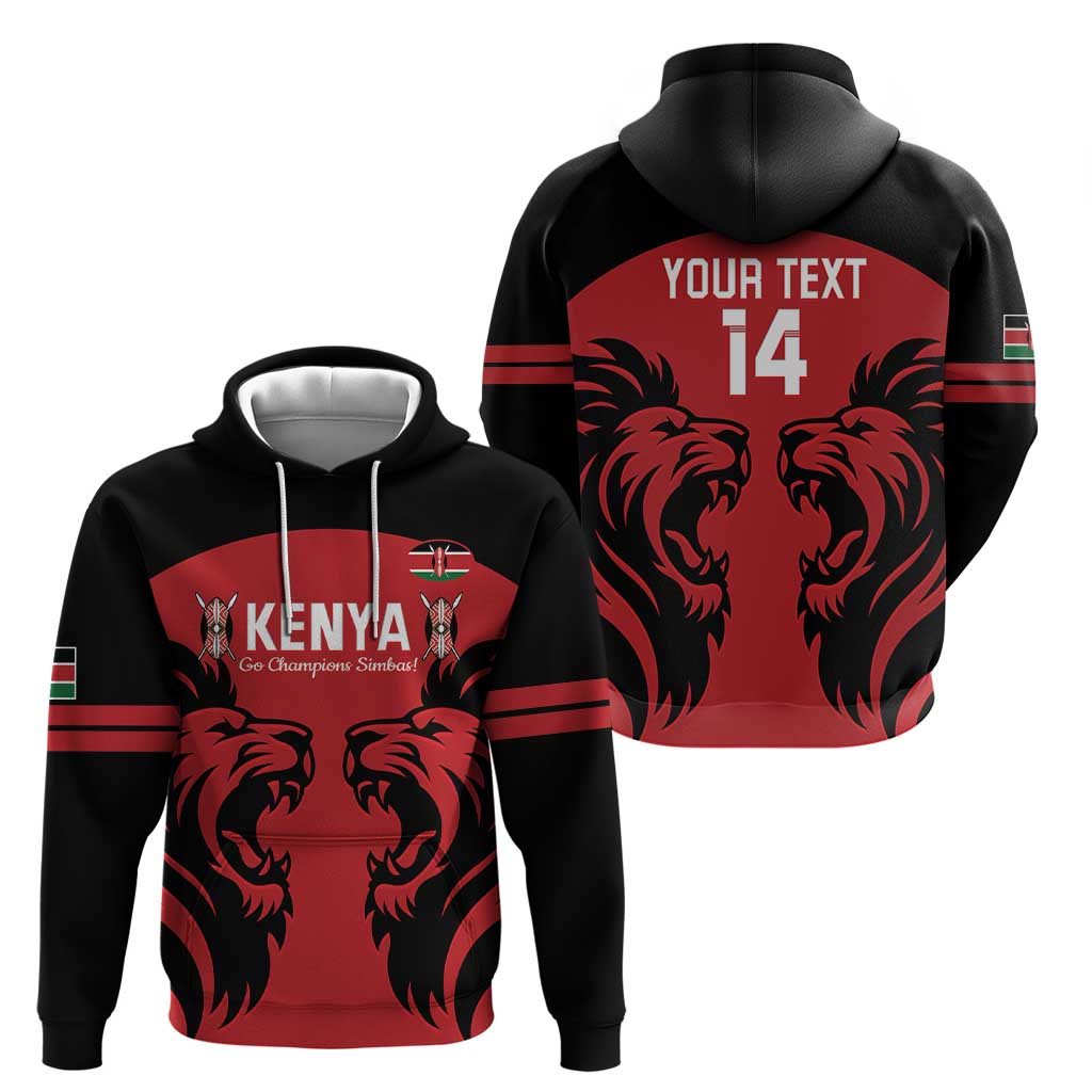 Custom Kenya Rugby Hoodie 2024 Go Champions Simbas - Red - Wonder Print Shop
