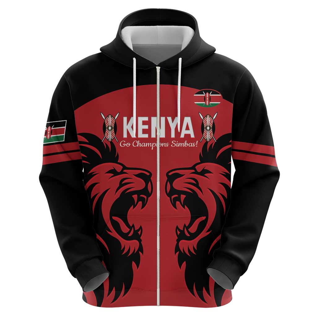 Custom Kenya Rugby Hoodie 2024 Go Champions Simbas - Red - Wonder Print Shop