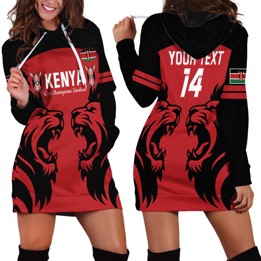 Custom Kenya Rugby Hoodie Dress 2024 Go Champions Simbas - Red - Wonder Print Shop
