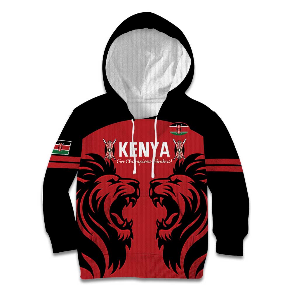 Custom Kenya Rugby Kid Hoodie 2024 Go Champions Simbas - Red - Wonder Print Shop