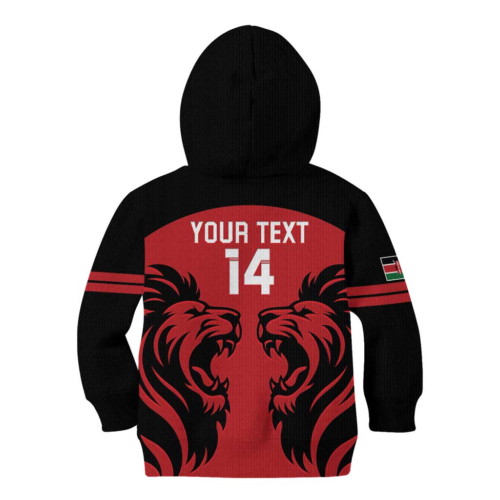 Custom Kenya Rugby Kid Hoodie 2024 Go Champions Simbas - Red - Wonder Print Shop