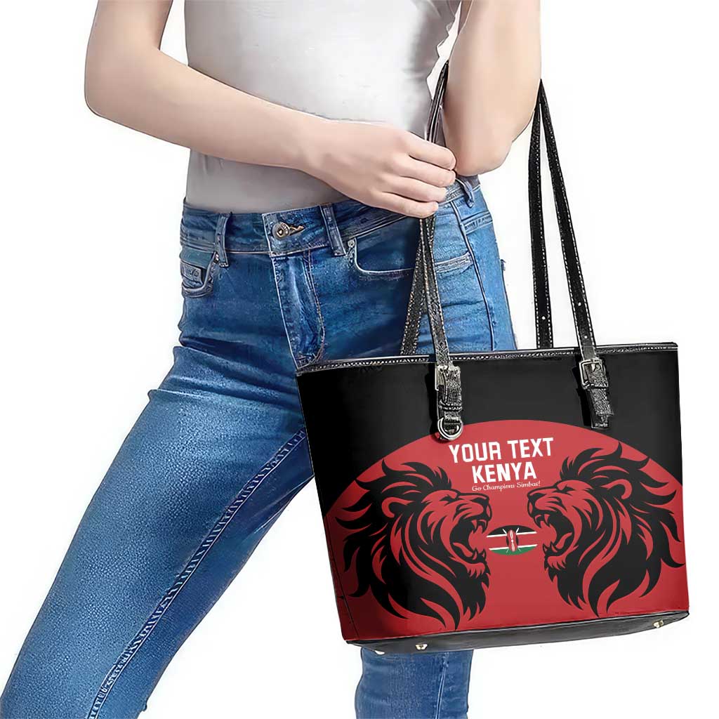 Custom Kenya Rugby Leather Tote Bag 2024 Go Champions Simbas - Red - Wonder Print Shop