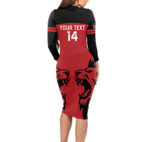 Custom Kenya Rugby Long Sleeve Bodycon Dress 2024 Go Champions Simbas - Red - Wonder Print Shop