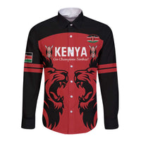 Custom Kenya Rugby Long Sleeve Button Shirt 2024 Go Champions Simbas - Red - Wonder Print Shop
