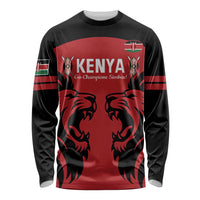 Custom Kenya Rugby Long Sleeve Shirt 2024 Go Champions Simbas - Red - Wonder Print Shop
