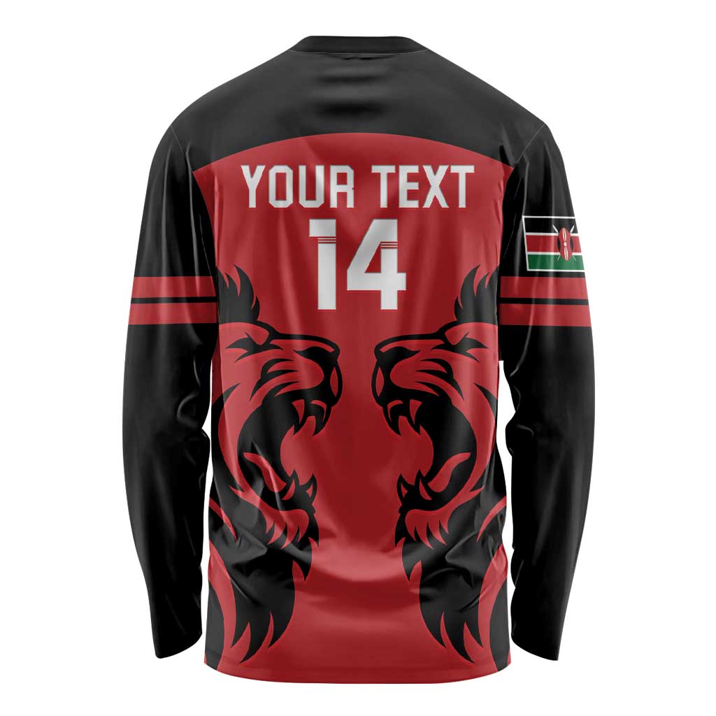 Custom Kenya Rugby Long Sleeve Shirt 2024 Go Champions Simbas - Red - Wonder Print Shop