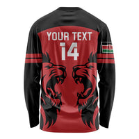 Custom Kenya Rugby Long Sleeve Shirt 2024 Go Champions Simbas - Red - Wonder Print Shop