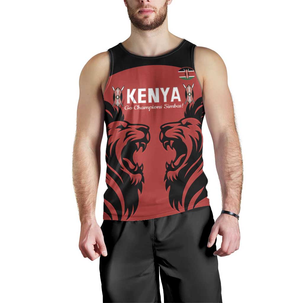 Custom Kenya Rugby Men Tank Top 2024 Go Champions Simbas - Red - Wonder Print Shop