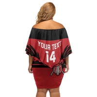 Custom Kenya Rugby Off Shoulder Short Dress 2024 Go Champions Simbas - Red - Wonder Print Shop