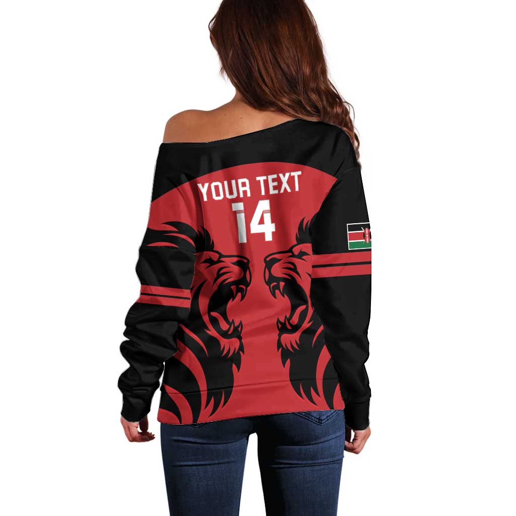 Custom Kenya Rugby Off Shoulder Sweater 2024 Go Champions Simbas - Red - Wonder Print Shop