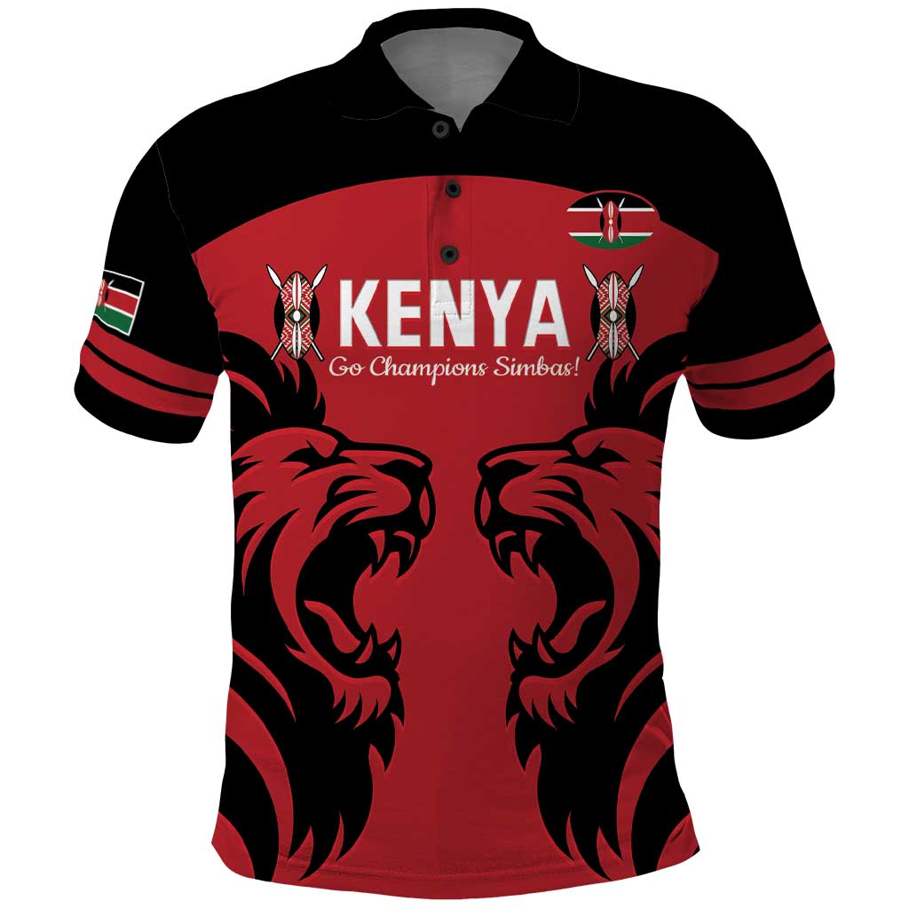 Custom Kenya Rugby Polo Shirt 2024 Go Champions Simbas - Red - Wonder Print Shop