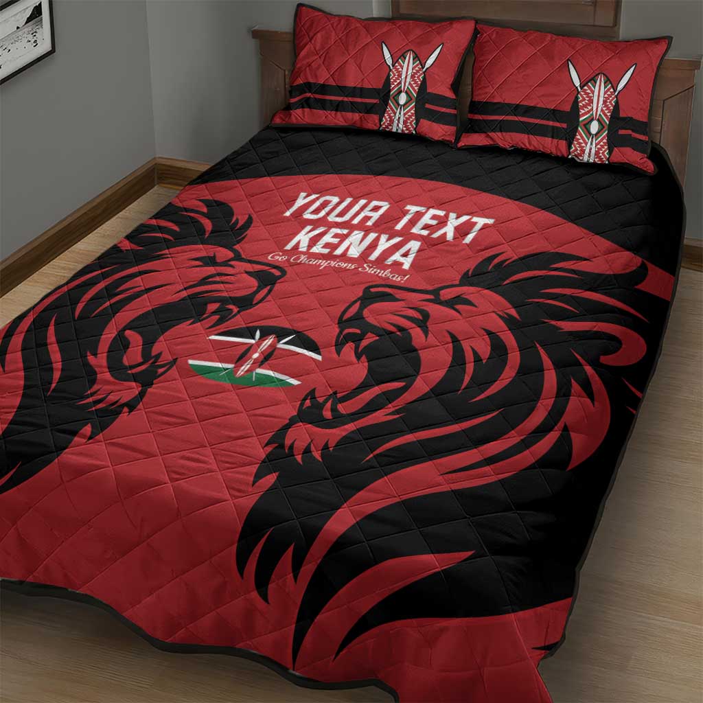 Custom Kenya Rugby Quilt Bed Set 2024 Go Champions Simbas - Red - Wonder Print Shop