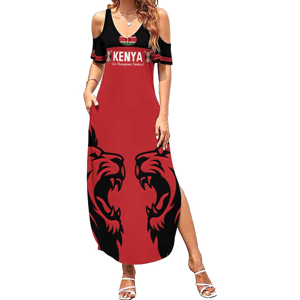 Custom Kenya Rugby Summer Maxi Dress 2024 Go Champions Simbas - Red - Wonder Print Shop
