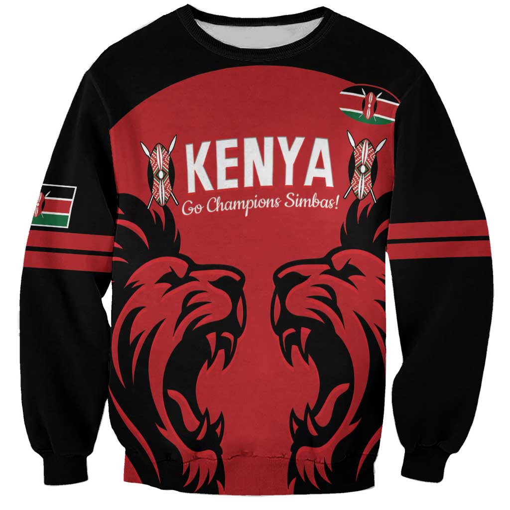 Custom Kenya Rugby Sweatshirt 2024 Go Champions Simbas - Red - Wonder Print Shop