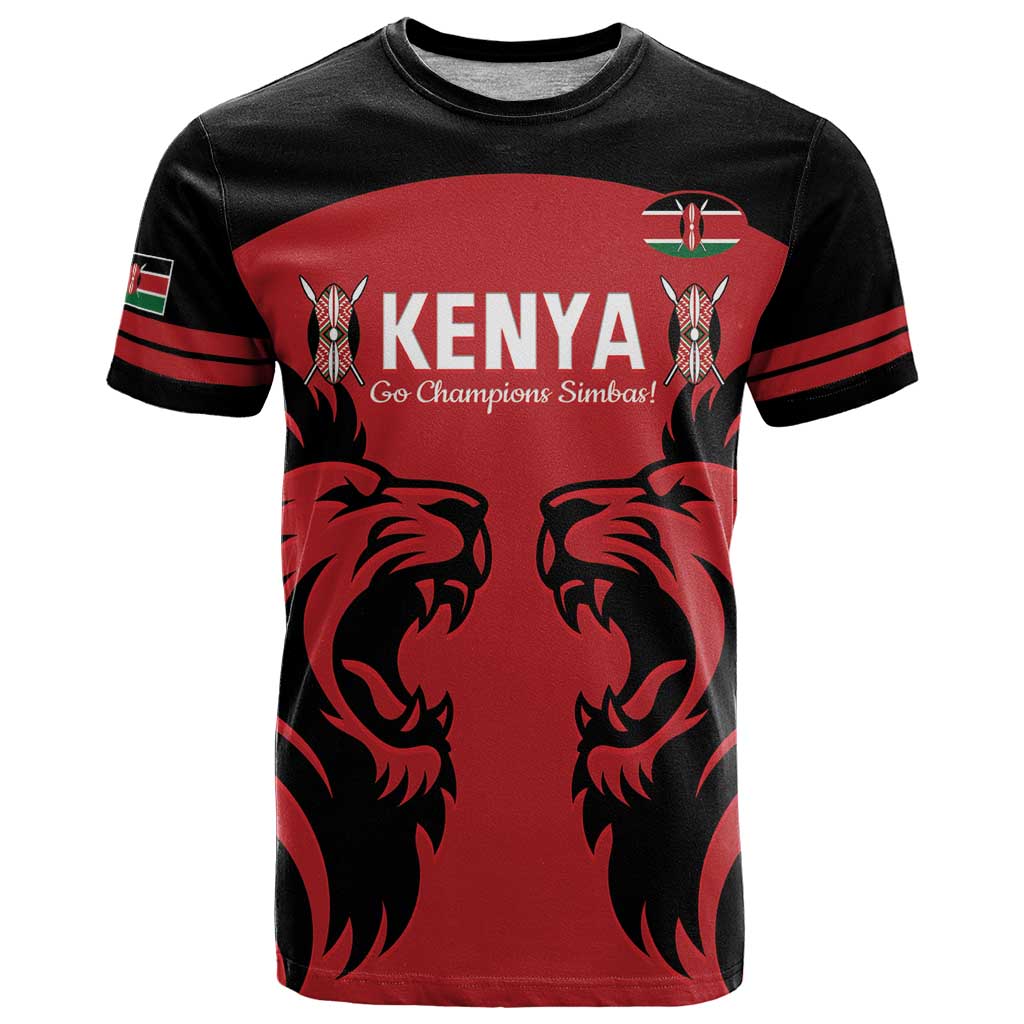 Custom Kenya Rugby T Shirt 2024 Go Champions Simbas - Red - Wonder Print Shop