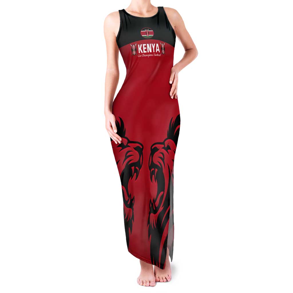 Custom Kenya Rugby Tank Maxi Dress 2024 Go Champions Simbas - Red - Wonder Print Shop