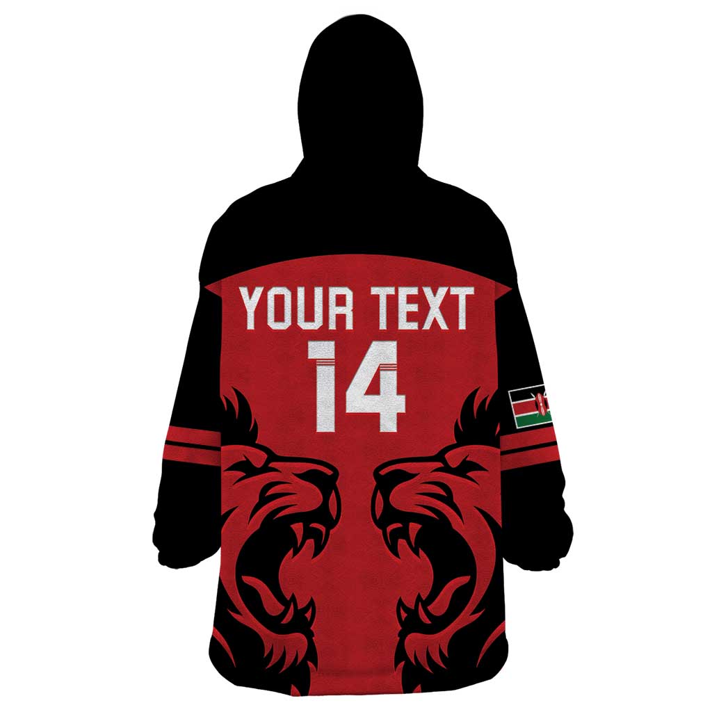 Custom Kenya Rugby Wearable Blanket Hoodie 2024 Go Champions Simbas - Red - Wonder Print Shop