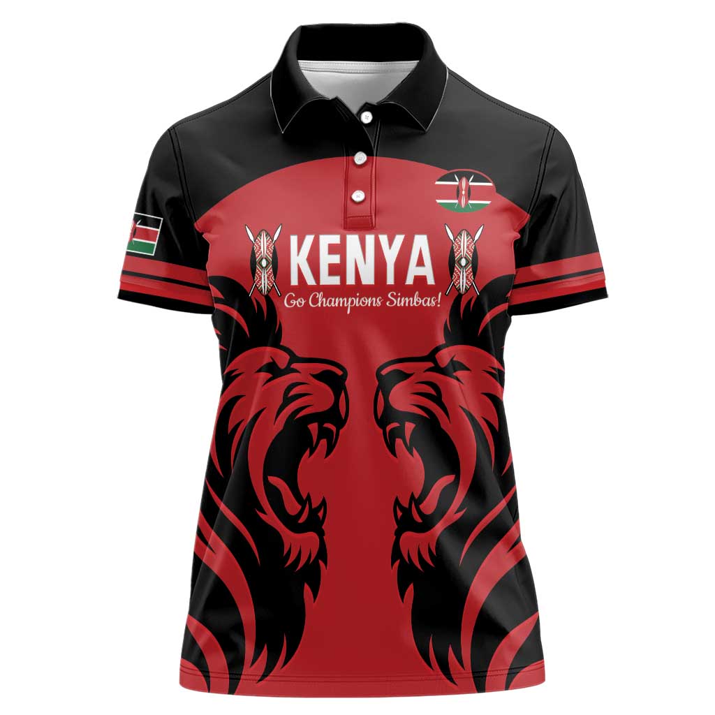 Custom Kenya Rugby Women Polo Shirt 2024 Go Champions Simbas - Red - Wonder Print Shop